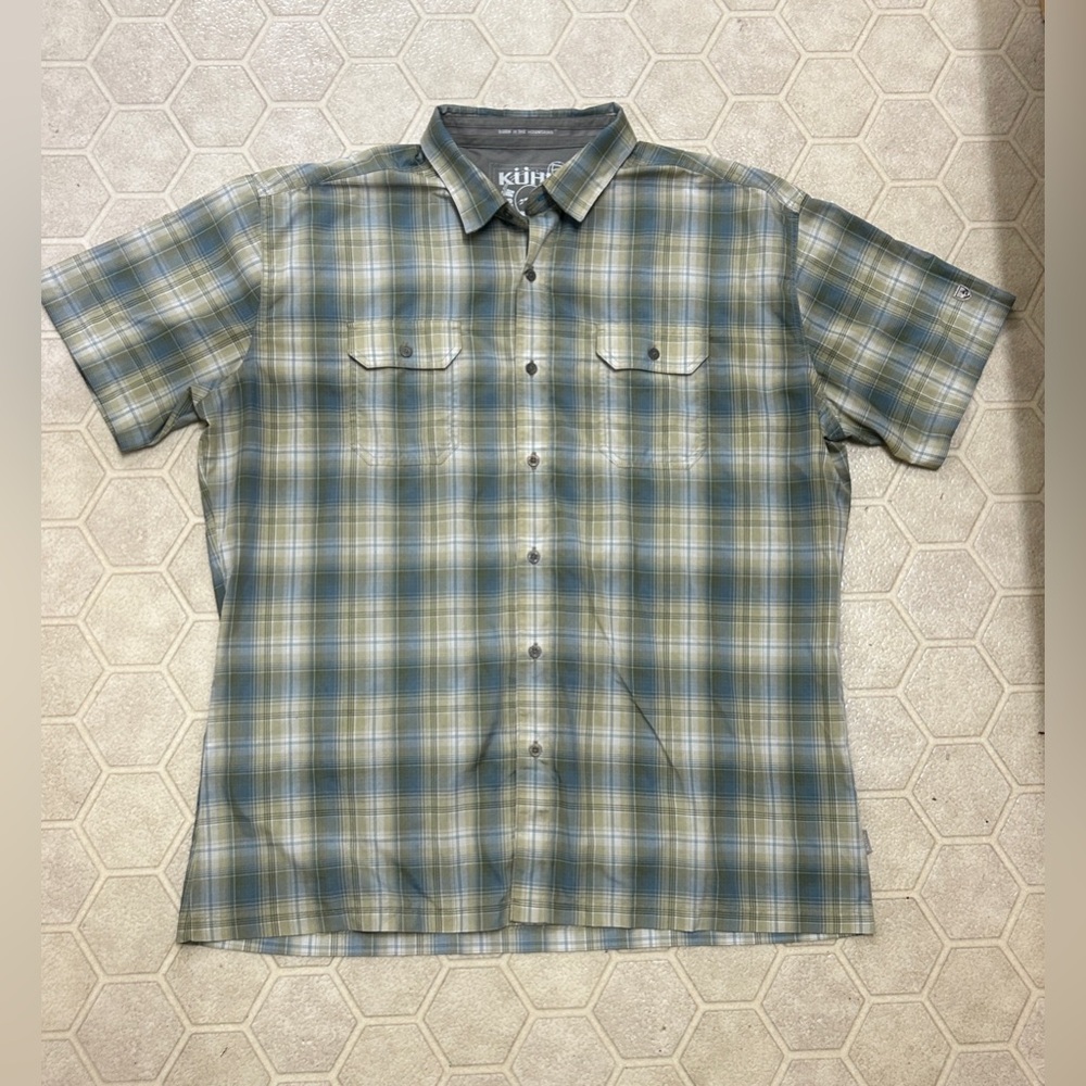 Men’s XL Kuhl Eluxur Lightweight Packable Technical Hybrid Plaid S/S Shirt